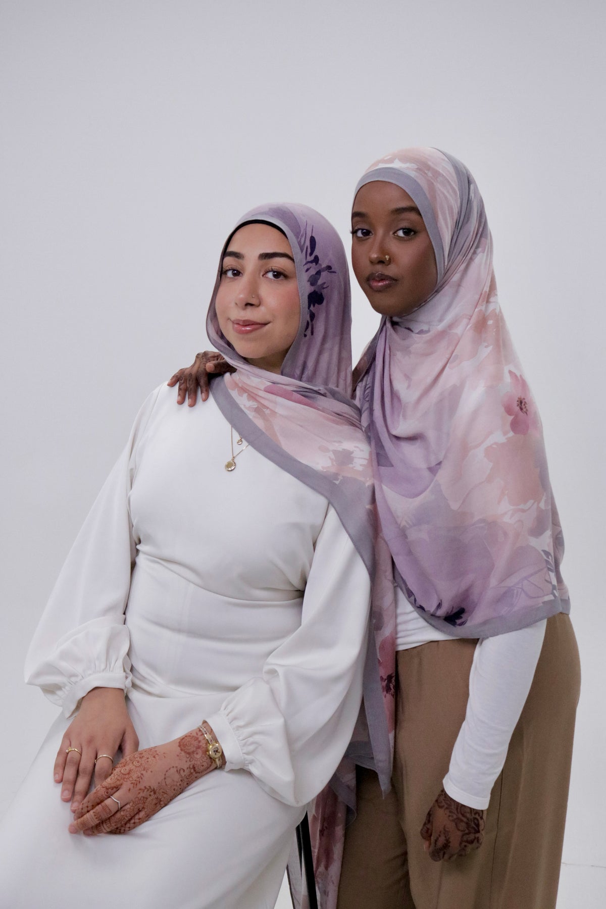 Orchid Mist watercolour floral printed modal hijab – Zahriya
