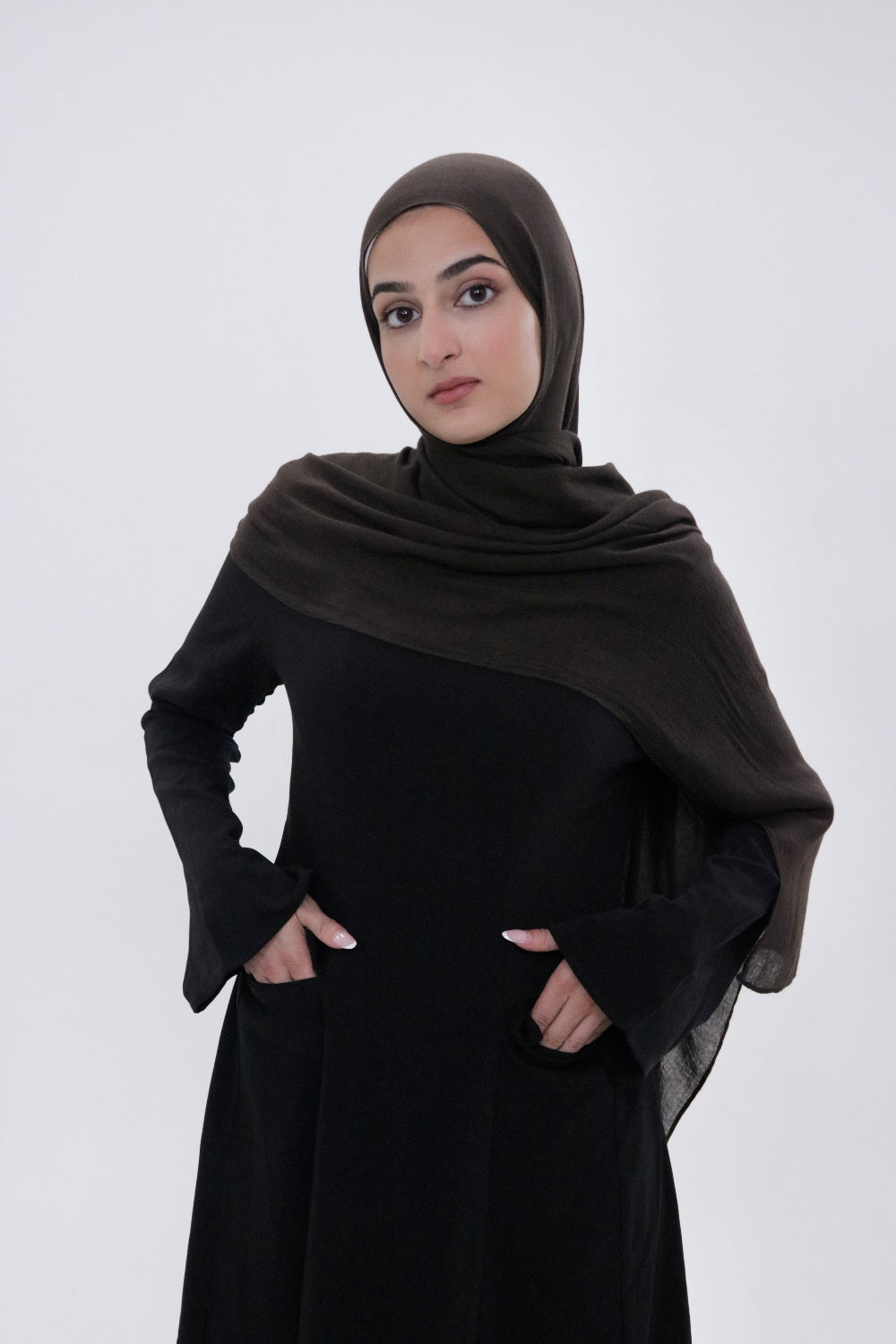 Turkish brown woven modal hijab and undercap set – Zahriya