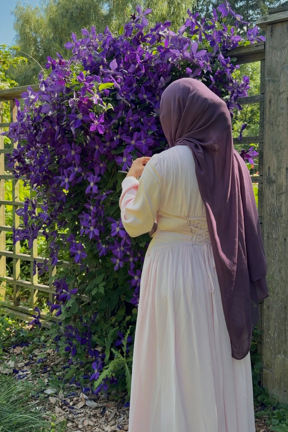 Mulberry purple woven modal hijab and undercap set - Zahriya