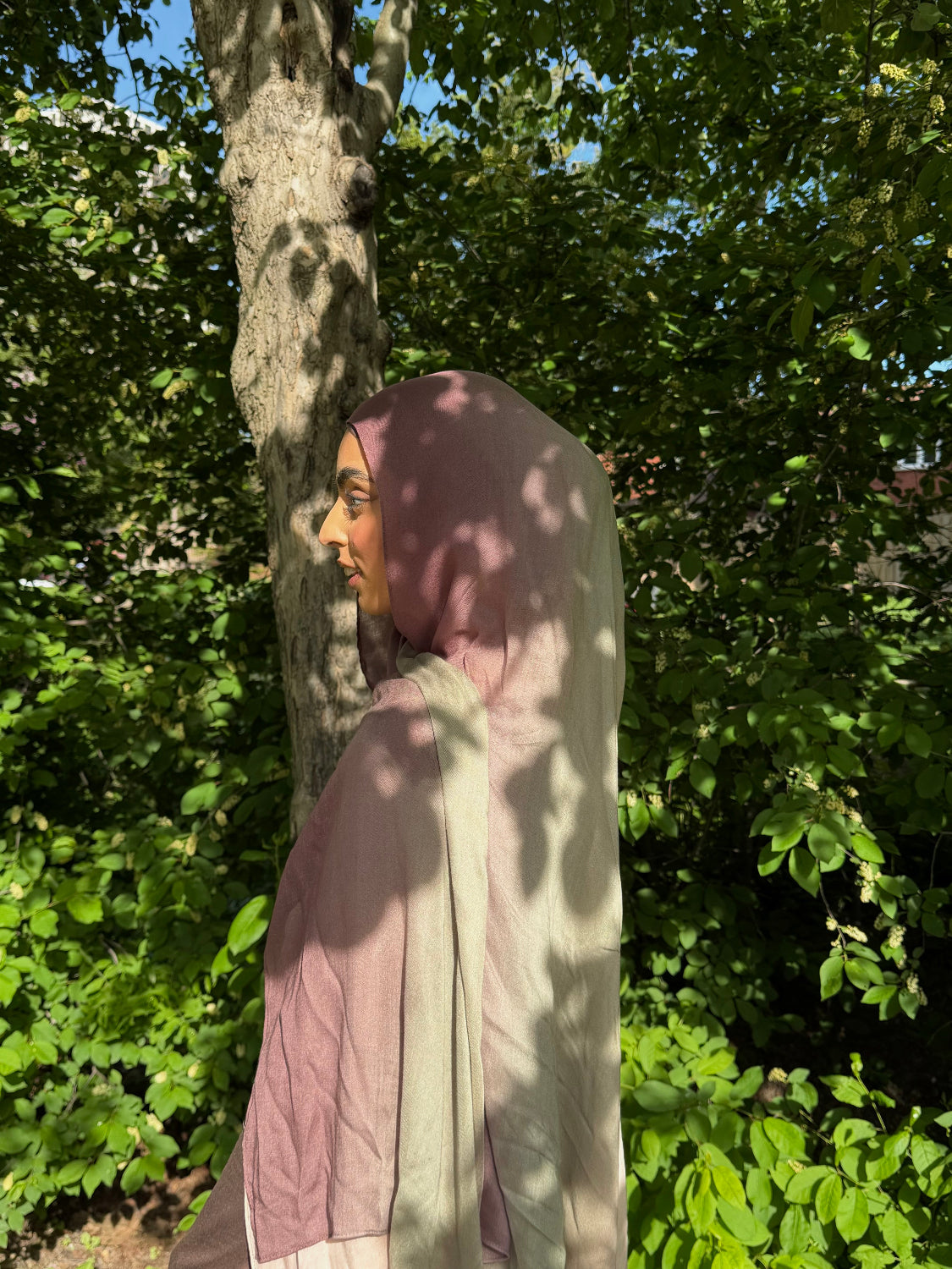 Sage Stone grey-green hand-dyed ombre modal hijab – Zahriya