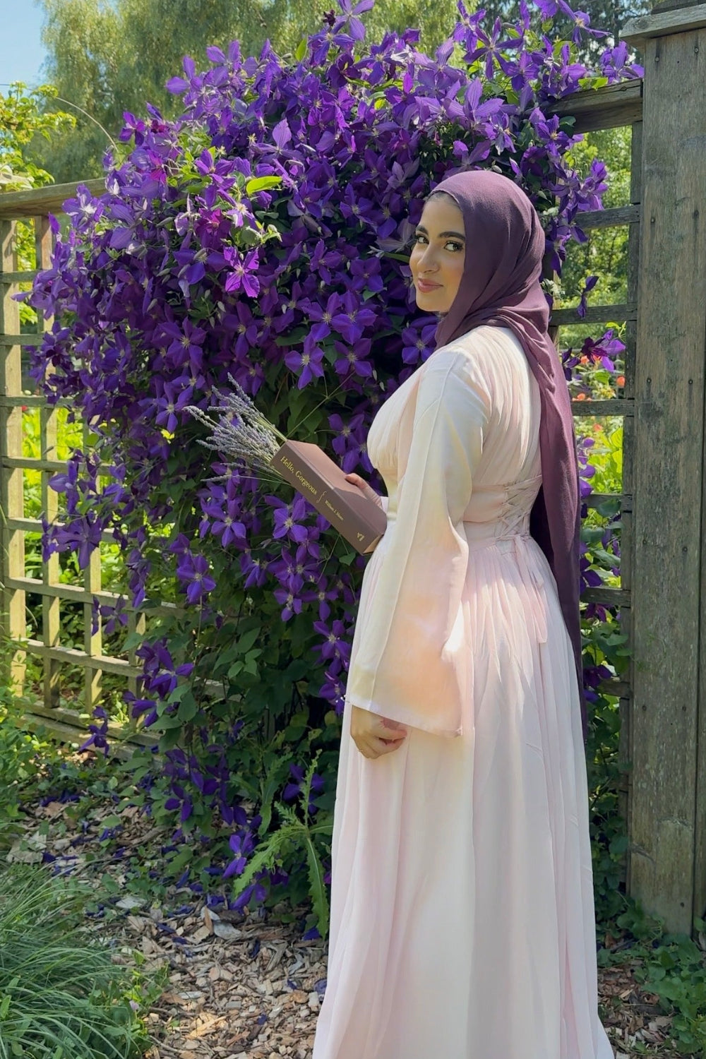 Mulberry purple woven modal hijab and undercap set - Zahriya