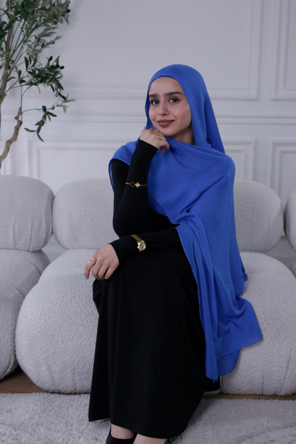 Ocean blue cobalt woven modal hijab and undercap set – Zahriya