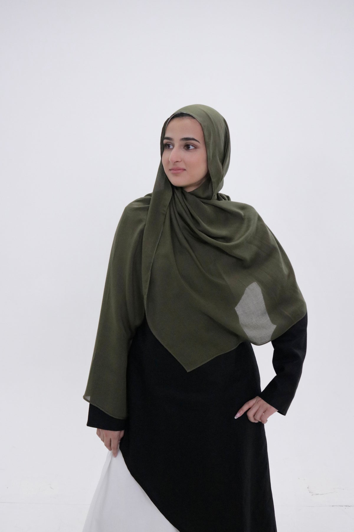 Sage olive green woven modal hijab and undercap set – Zahriya