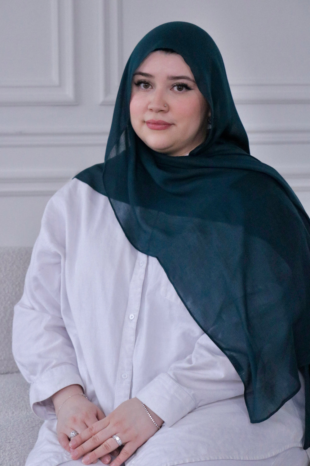 Teal green woven modal hijab and undercap set – Zahriya