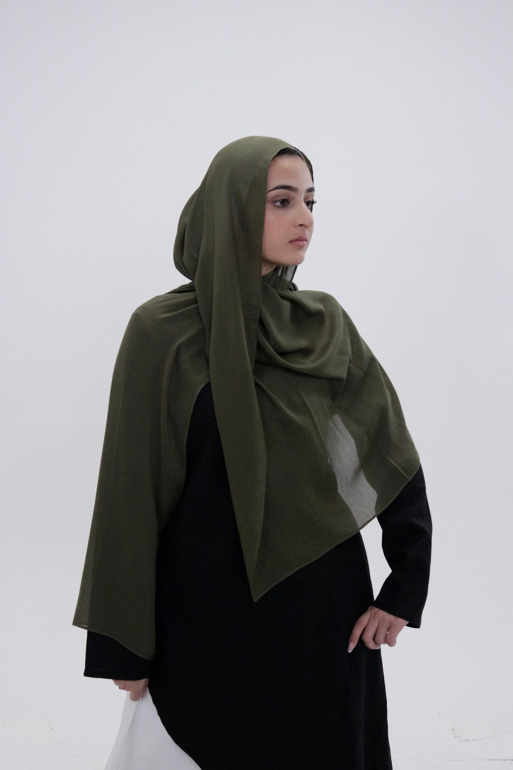 Sage olive green woven modal hijab and undercap set – Zahriya