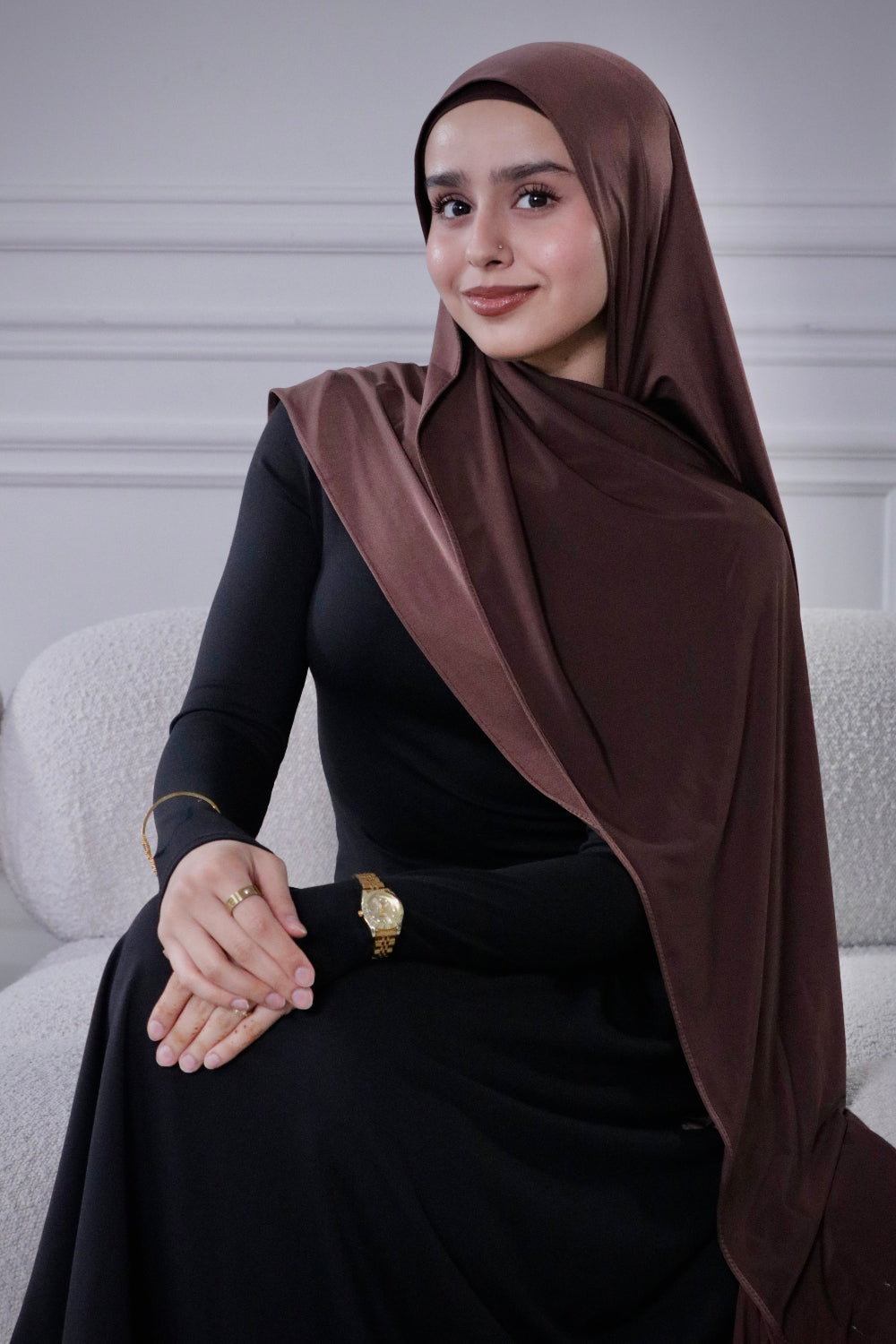 Deep Brown liquid jersey hijab – Zahriya