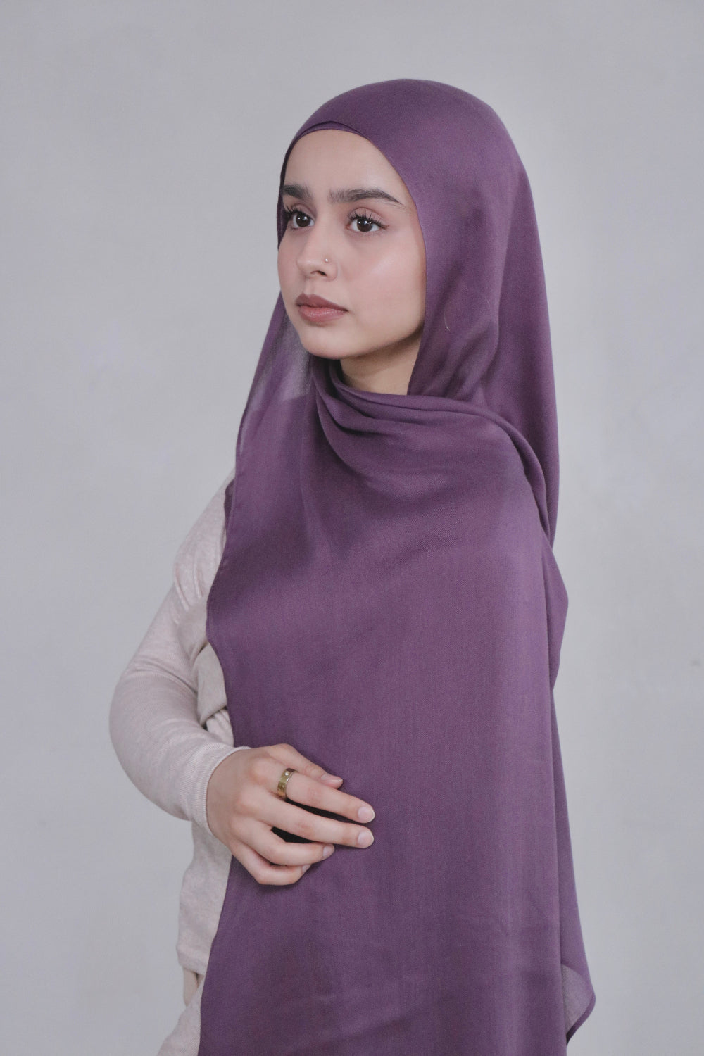 Mulberry purple woven modal hijab and undercap set – Zahriya