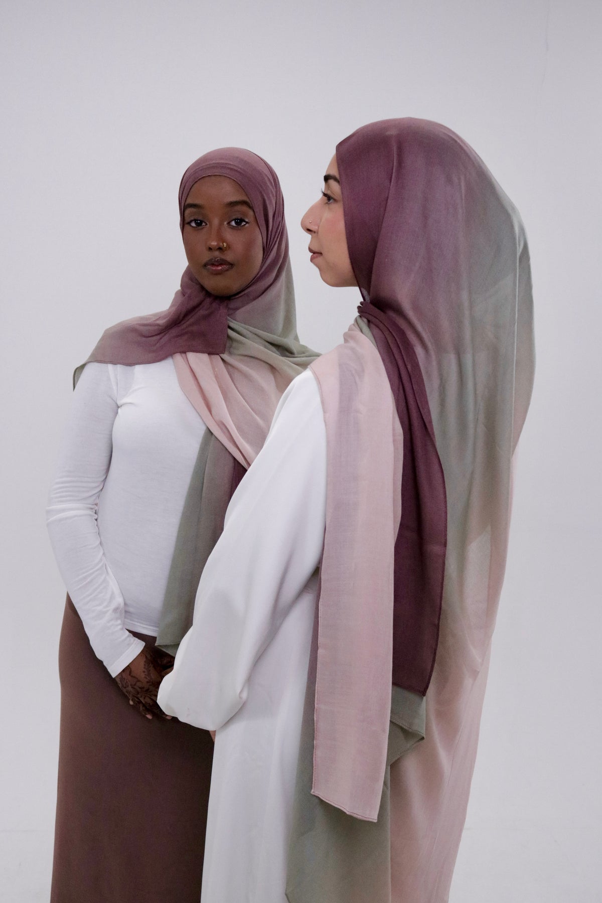 Sage Stone grey-green hand-dyed ombre modal hijab – Zahriya
