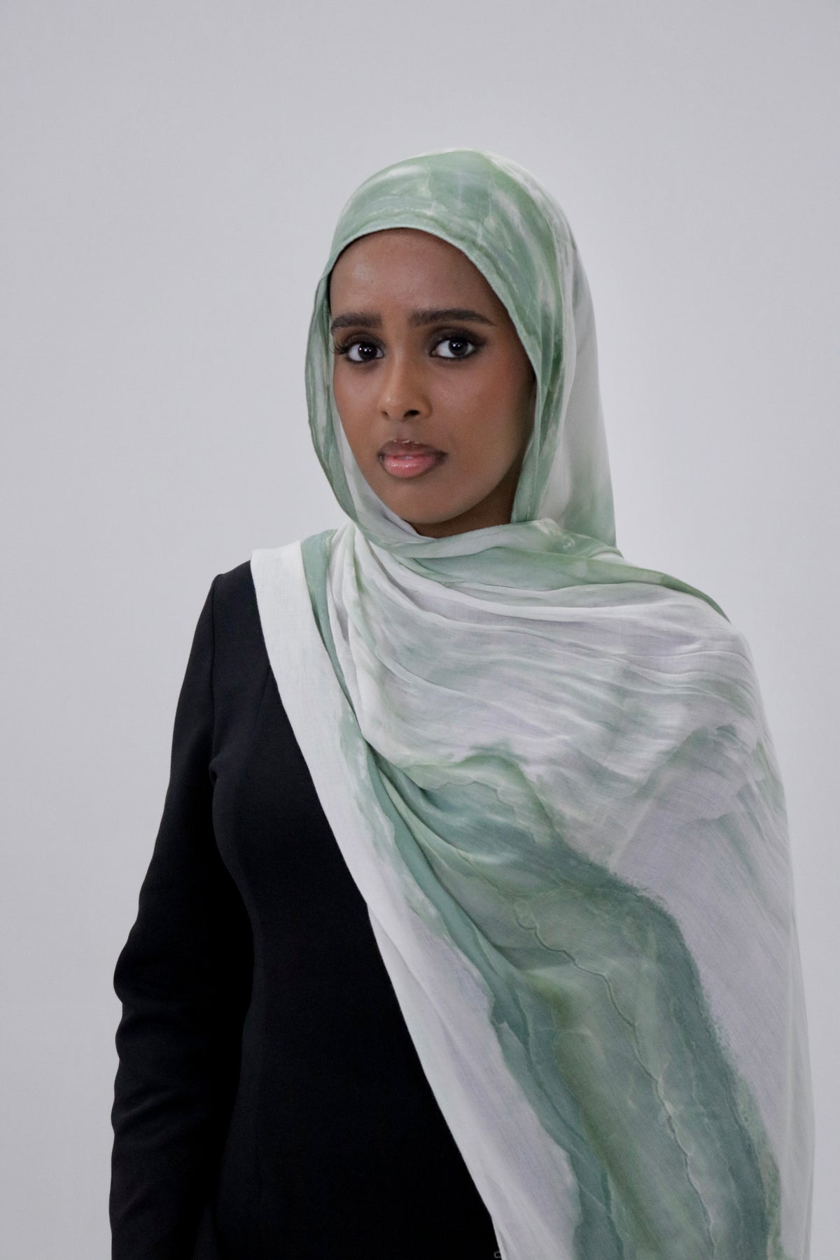 Matcha Cloud green printed modal hijab – Zahriya