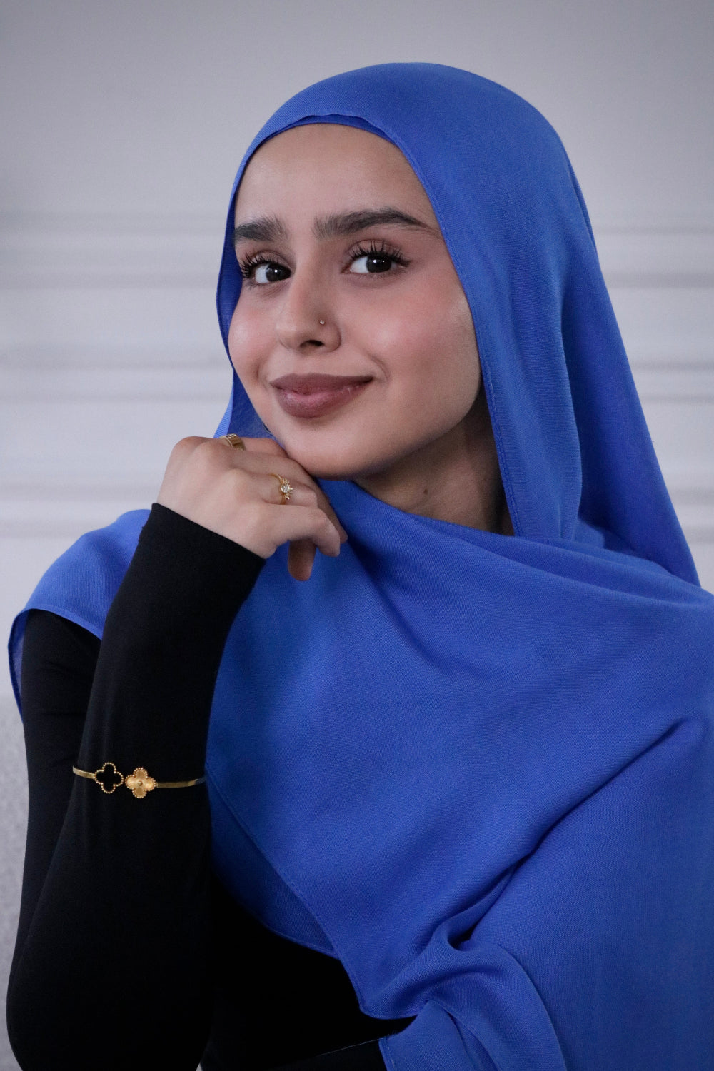 Ocean blue cobalt woven modal hijab and undercap set – Zahriya