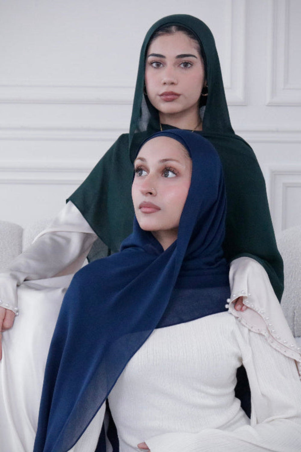 Deep forest green woven modal hijab and undercap set – Zahriya