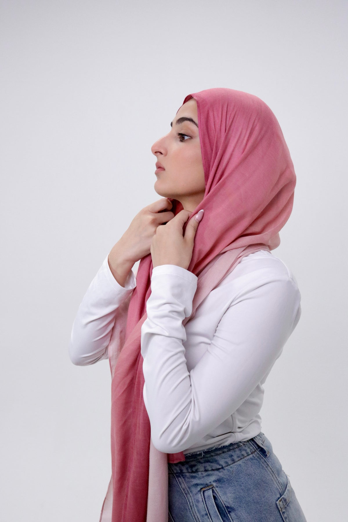 Peach Blush hand-dyed ombre modal hijab – Zahriya