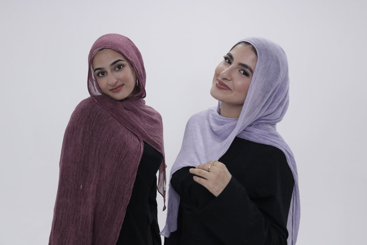 Lavender modal crinkle hijab – Zahriya