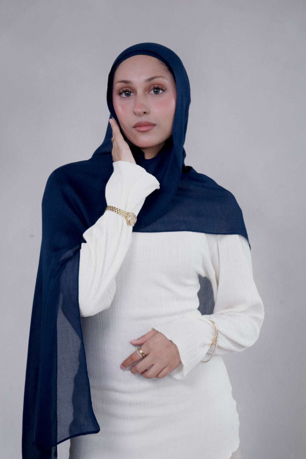 Peacock blue teal woven modal hijab and undercap set – Zahriya
