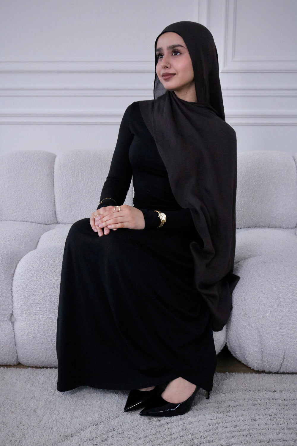 Stone grey woven modal hijab and undercap set – Zahriya