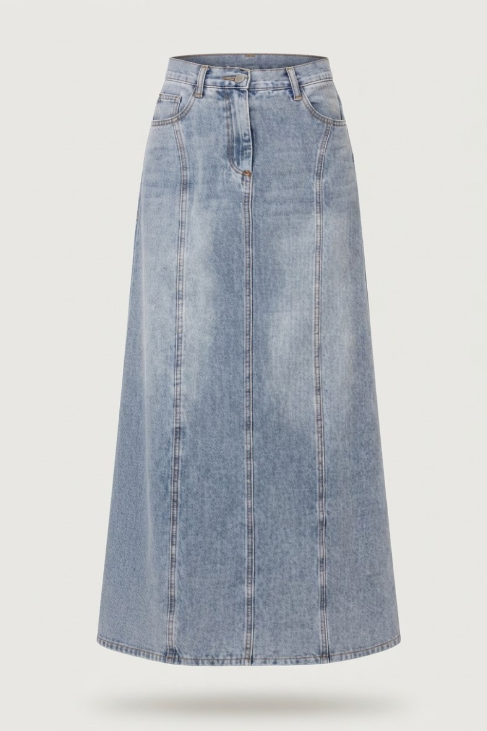 Light wash denim A-line modest skirt – Zahriya
